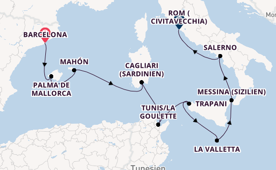 Westliches Mittelmeer ab Barcelona, Spanien auf der Allura 