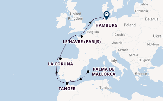 Westelijke Middellandse Zee vanaf Palma de Mallorca, Mallorca, Spanje met de Mein Schiff Flow