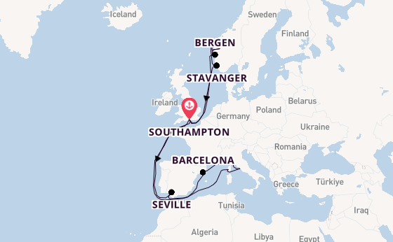Western Mediterranean from Southampton, England with the Sky Princess 