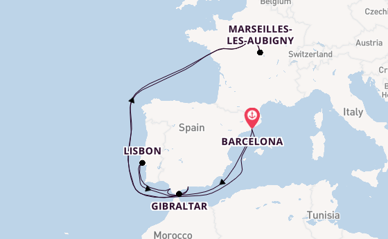 Western Mediterranean from Barcelona, Spain with the Carnival Sunshine