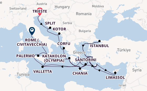 Mediterranean Sea from Trieste, Italy with the Enchanted Princess