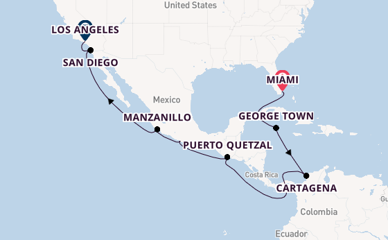 Mexicaanse Riviera vanaf Miami, Verenigde Staten met de Vista