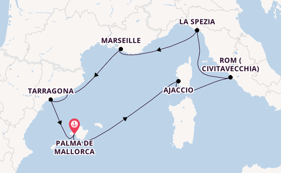 Westliches Mittelmeer ab Palma de Mallorca auf der Mein Schiff Flow