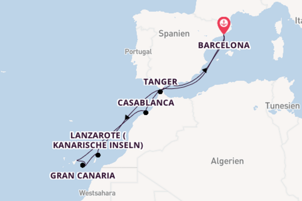 Westliches Mittelmeer ab Barcelona, Spanien auf der Celebrity Infinity