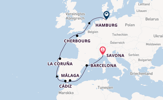 Costa Favolosa - Vom Mittelmeer bis nach Hamburg