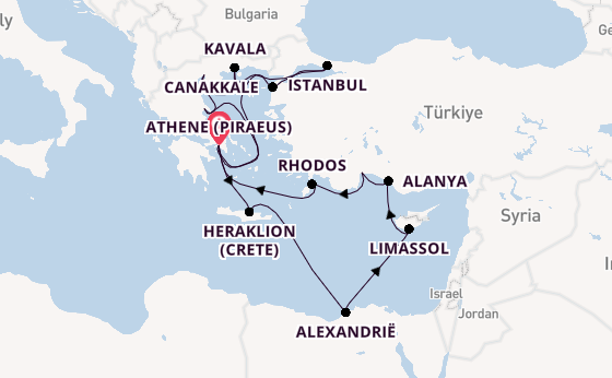Oostelijke Middellandse Zee vanaf Athene (Piraeus), Griekenland met de Azamara Journey