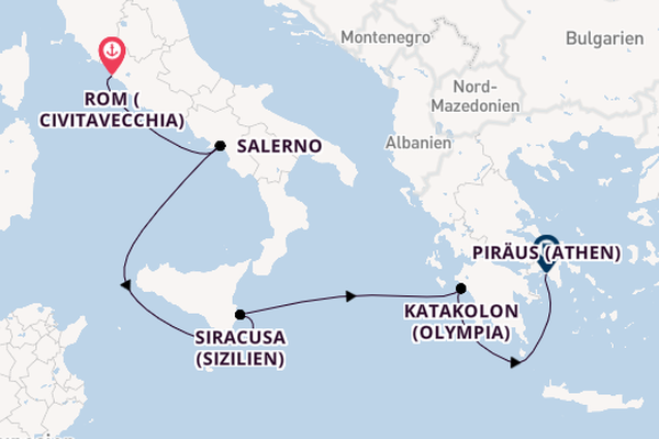 Mittelmeer ab Civitavecchia (Rom), Italien auf der Azamara Onward