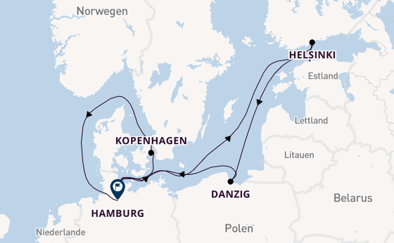 Europa ab Kiel, Deutschland auf der Mein Schiff Flow