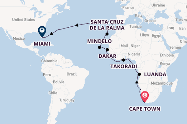 Transatlantic & Repositioning from Cape Town, South Africa with the Seven Seas Mariner