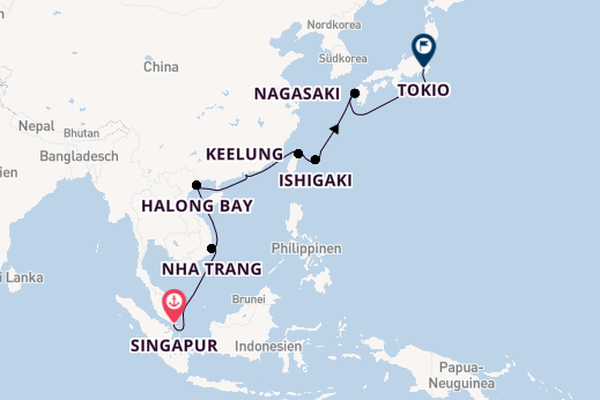 Sapphire Princess - Asien intensiv von Singapur bis Tokio
