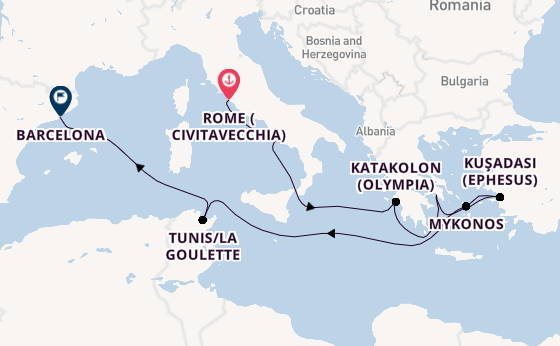 Mediterranean Sea from Rome (Civitavecchia), Italy with the Carnival Sunshine