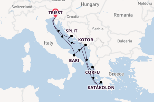 8daagse cruise naar Corfu