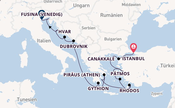 Östliches Mittelmeer ab Istanbul, Türkei auf der Seabourn Quest