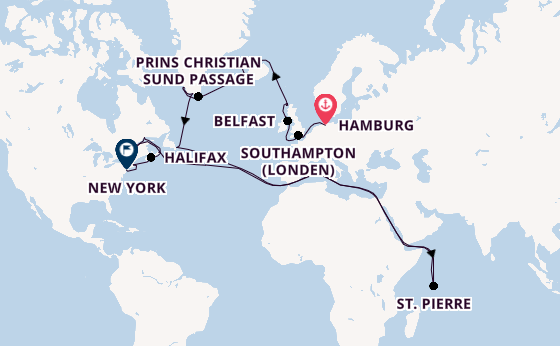 trans-Atlantisch vanaf Hamburg, Duitsland met de EXPLORA IV