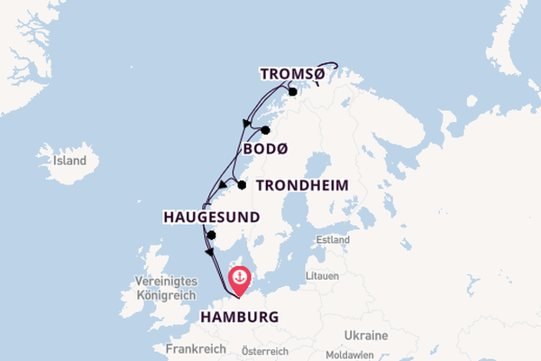 Norwegen ab Hamburg, Deutschland auf AIDAmar