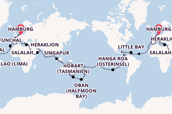 Weltreise ab Hamburg, Deutschland auf der VASCO DA GAMA
