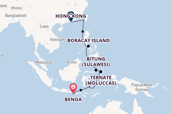 South East Asia from Benoa, Bali, Indonesia with the Seabourn Quest