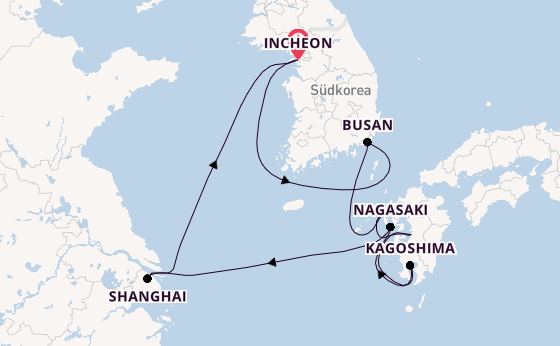 Ostasien ab Incheon, Südkorea auf der Costa Serena
