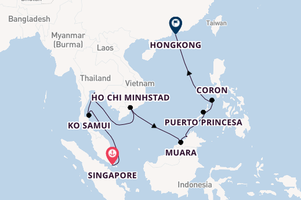 Zuidoost-Azië vanaf Singapore, Singapore met de Norwegian Jade