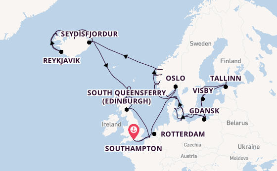 Arctic Ocean from Southampton, England with the Regal Princess