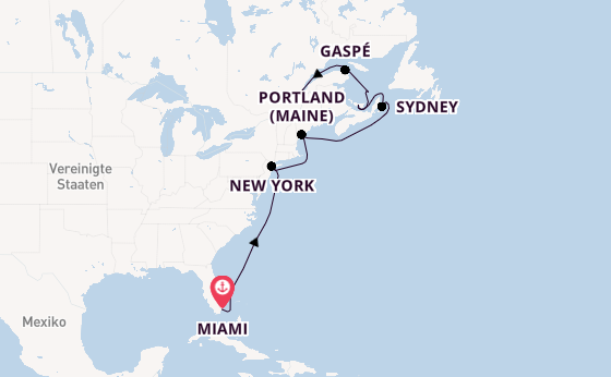 USA Ostküste ab Miami auf der EXPLORA IV