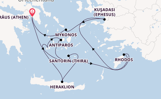 Östliches Mittelmeer ab Piräus (Athen), Griechenland auf der Silver Nova