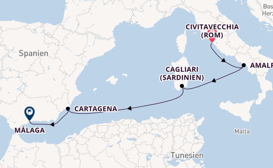 Westliches Mittelmeer ab Civitavecchia (Rom), Italien auf der EXPLORA II