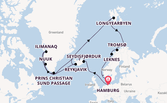 Arctica vanaf Hamburg, Duitsland met AIDAsol
