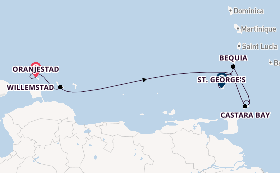 Zuidelijke Caraïben vanaf Oranjestad, Aruba, Nederlandse Antillen met de Star Clipper