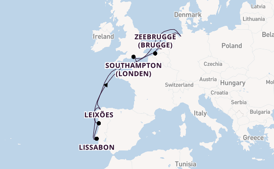 Portugal vanaf Bremerhaven, Duitsland met de Mein Schiff 2 