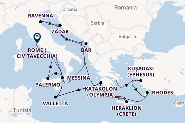Mediterranean Sea from Athens (Piraeus), Greece with the Enchanted Princess