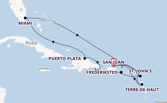 Karibik ab San Juan, Puerto Rico auf der Explora III