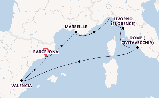 Western Mediterranean from Barcelona, Spain with the MSC Lirica