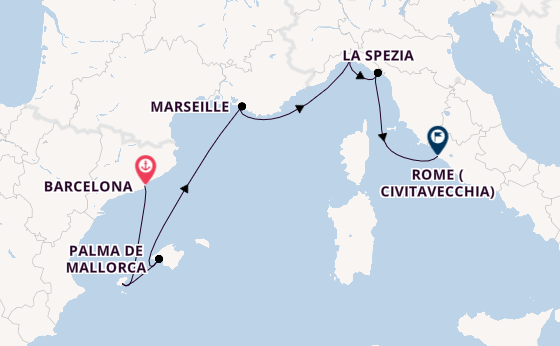 Western Mediterranean from Barcelona, Spain with the Sun Princess