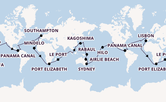 World Cruise from Miami, Florida with the Queen Elizabeth