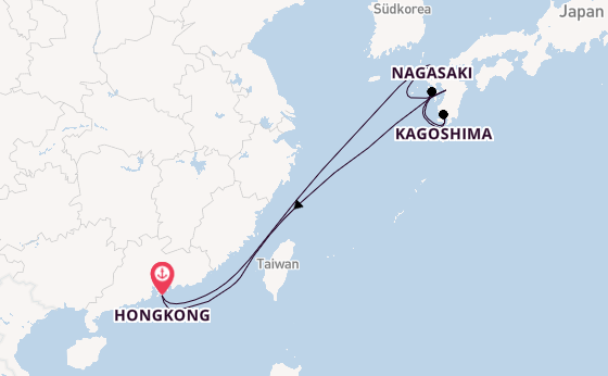 Japan ab Hongkong, China auf der Spectrum of the Seas