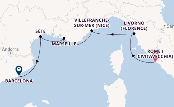 Western Mediterranean from Rome (Civitavecchia), Italy with the Viking Astrea