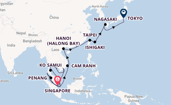 South East Asia from Singapore, Singapore with the Sapphire Princess