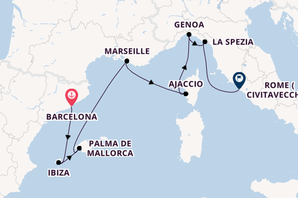 Western Mediterranean from Barcelona, Spain with the Sun Princess