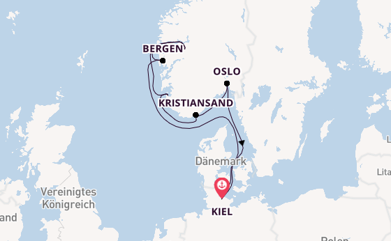 Norwegen ab Kiel, Deutschland auf AIDAprima