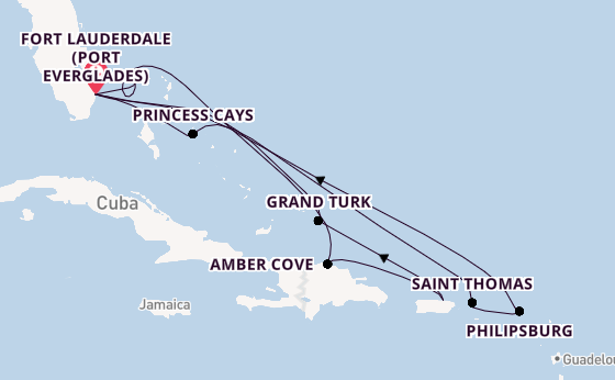 Caribbean from Fort Lauderdale (Port Everglades), Florida with the Sun Princess