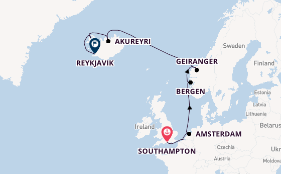 Norway from Southampton, England with the Norwegian Prima