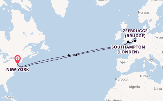 trans-Atlantisch vanaf New York, Verenigde Staten met de Queen Mary 2