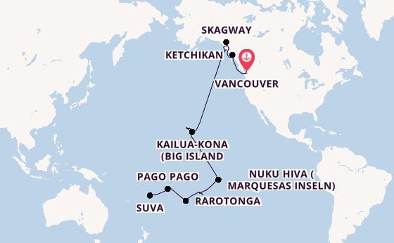 Polynesien ab Vancouver, Kanada auf der Riviera