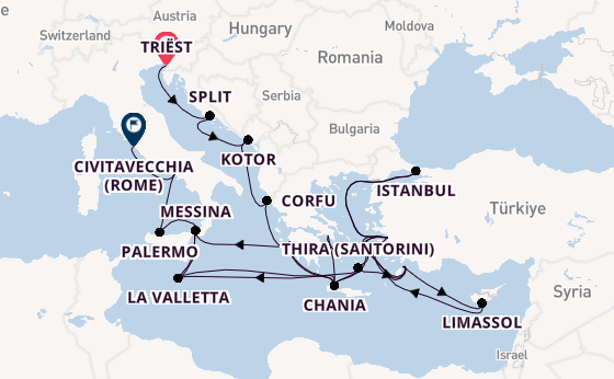 Middellandse Zee vanaf Triëst, Italië met de Enchanted Princess