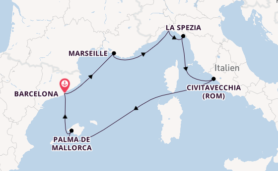 Westliches Mittelmeer ab Barcelona, Spanien auf der MSC Grandiosa