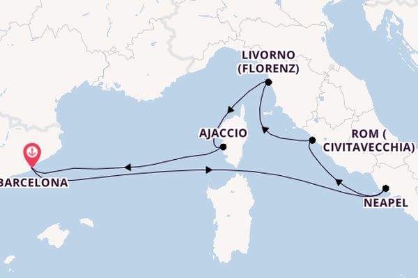Westliches Mittelmeer ab Barcelona, Spanien auf der Disney Dream