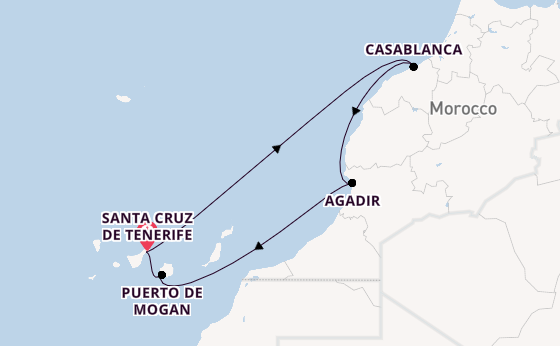 Canary Islands from Santa Cruz de Tenerife, Spain with the Azura