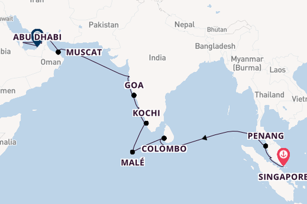 South East Asia from Singapore, Singapore with the Seven Seas Splendor