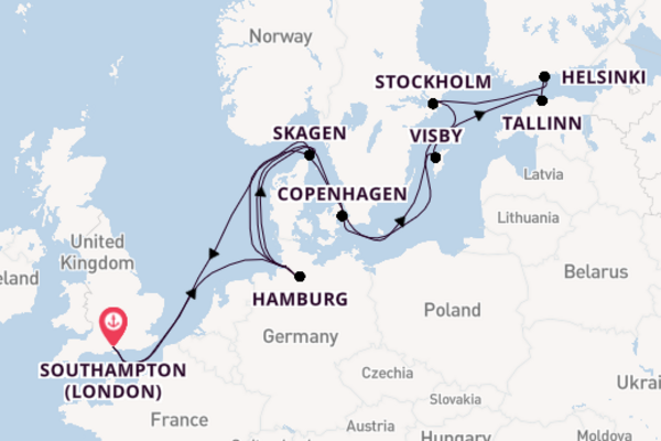Vibrant cruise from Southampton (London) with Cunard